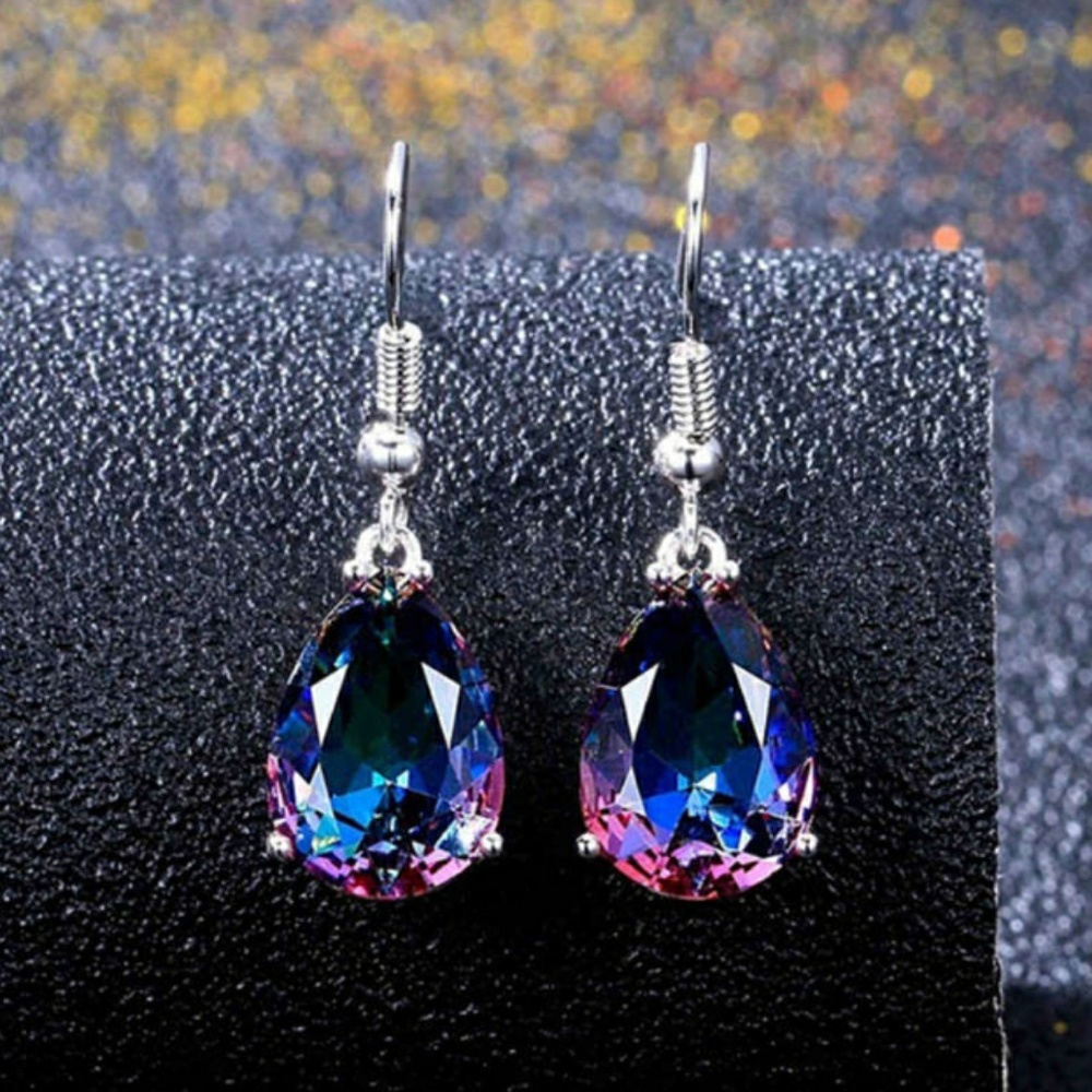🎀Lovely Mystic Rainbow Water Drop Earings - Picture 2 of 8